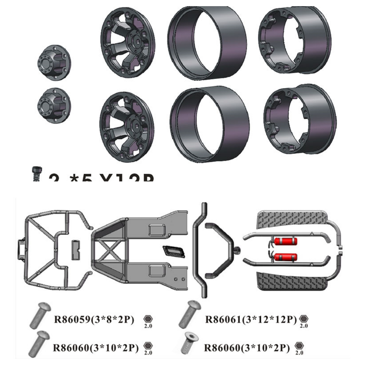 Rc Hobby Grade Crawler - RGT Spare Parts R86328 R86324 For