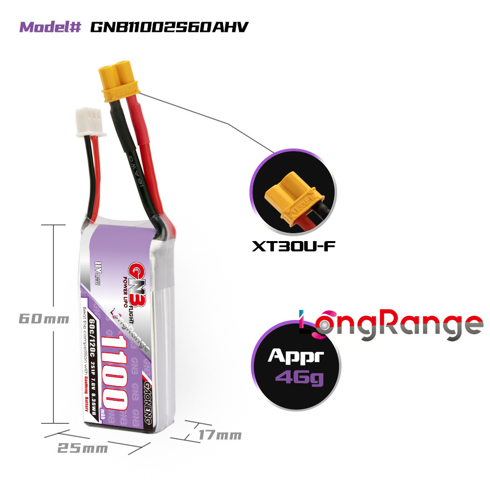 GNB 1100mAh 2S 3S 4S 6S 60C/12 - Lipo Battery 4S recension och pris