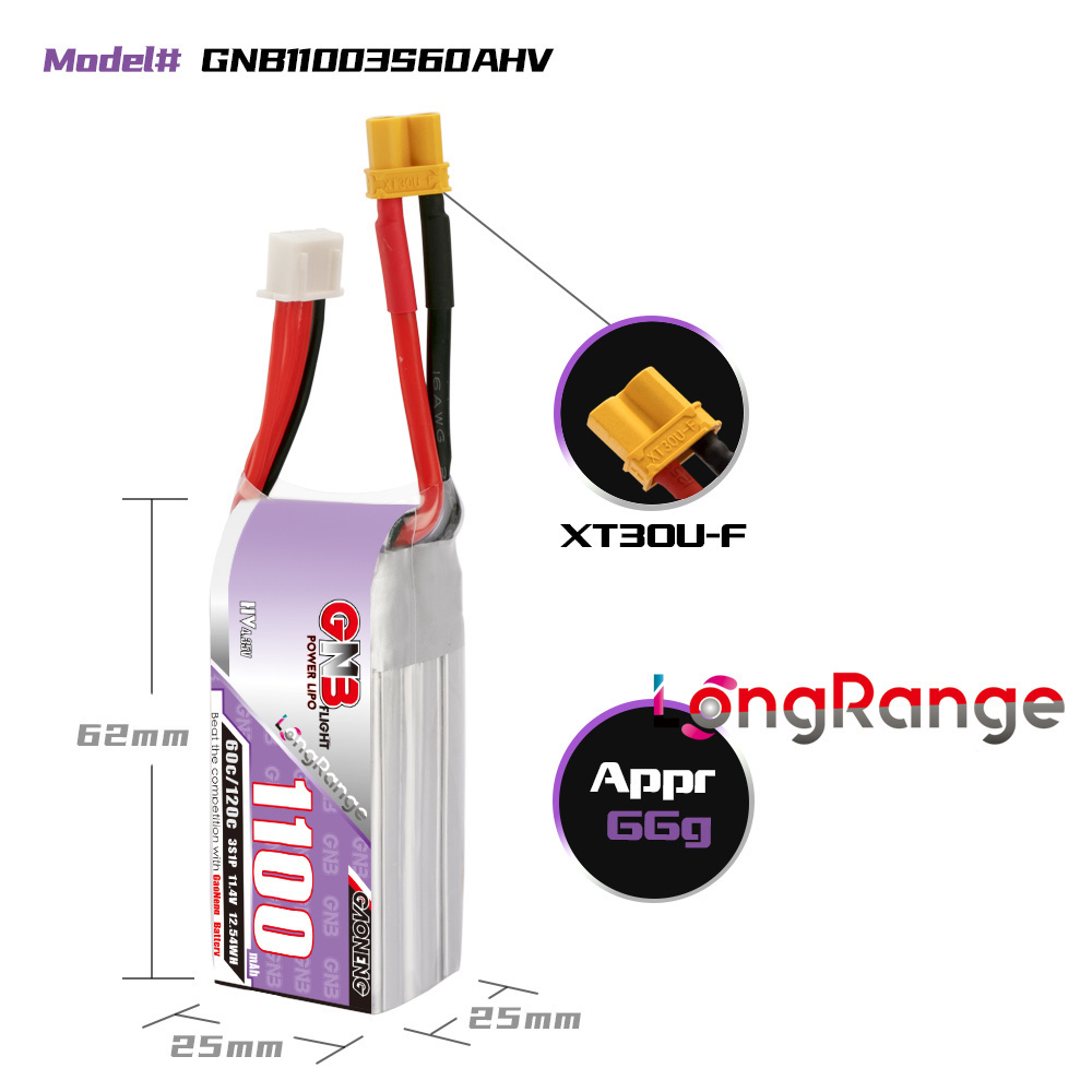 GNB 1100mAh 2S 3S 4S 6S 60C/12 - Lipo Battery 4S recension och pris