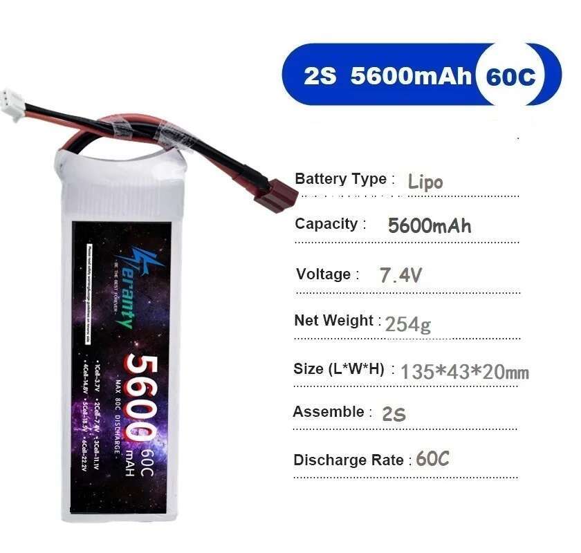 TERANTY 5600MAH 60C 2S 3S 4S 6 - Lipo Battery 4S recension och pris