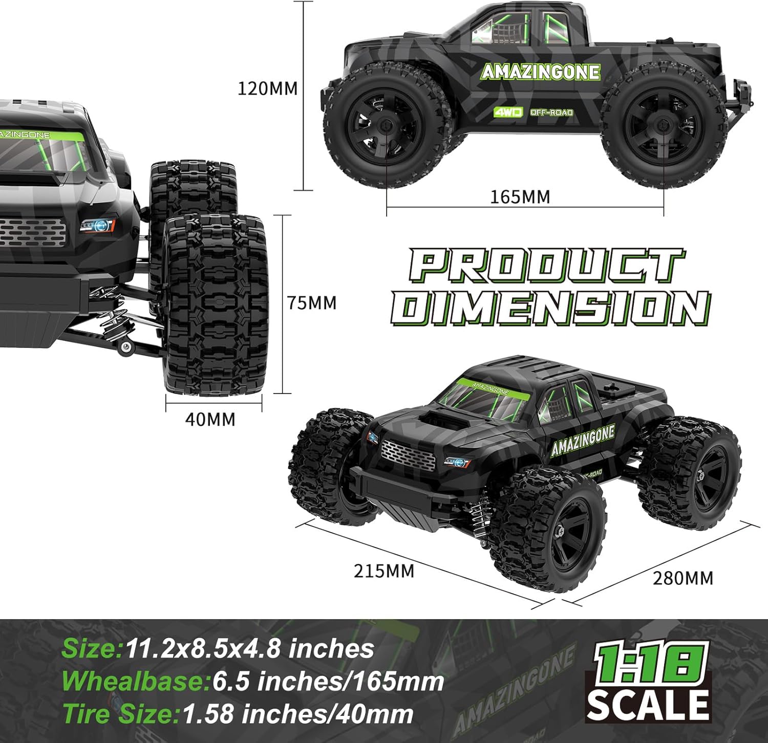 JT18W 1/18 Scale High Speed 35 - Rc Hobby Grade Monster Truck recension och pris